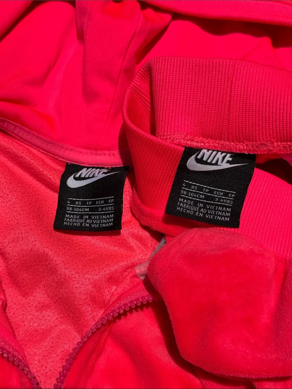 Nike Girls Bright Pink Velour Hoodie & Joggers Set - Picture 2 of 4